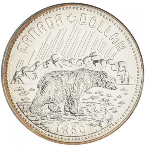 1980 CANADA SILVER DOUBLE DOLLAR SPEC. SET POLAR BEAR - .375 oz. SILVER