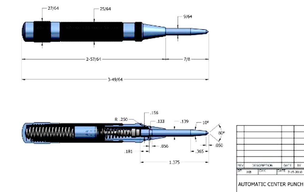 STARRETT 4" / 18AA - AUTOMATIC CENTER PUNCH - USA