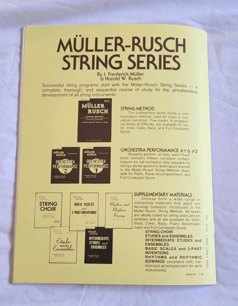 MULLER RUSCH STRING METHOD VIOLA Book 2 Learn Music Techniques Education School