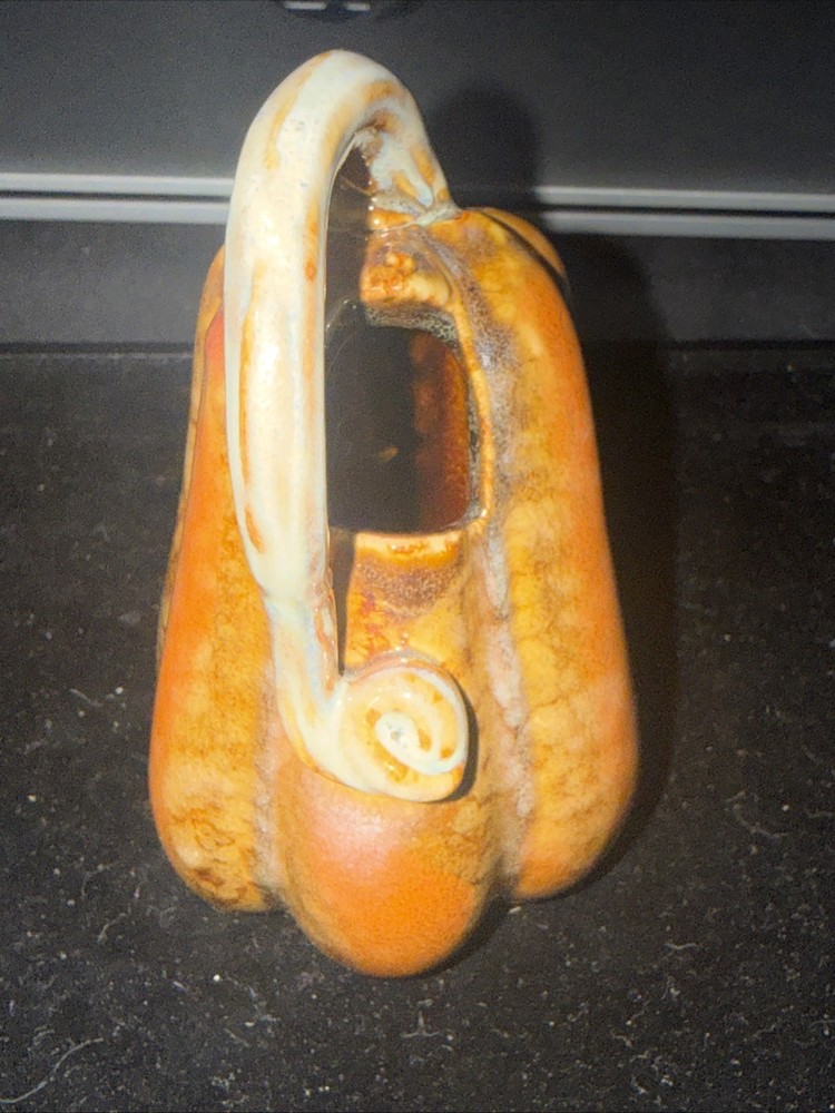 Squash Creamer Ornate Gourd Ceramic Handle
