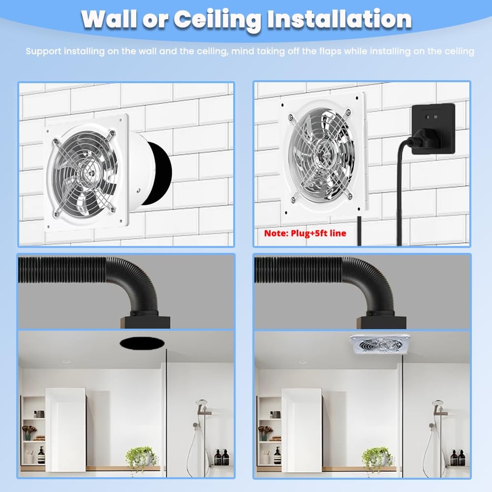 10" Kitchen Exhaust Fan with Variable Speed Controller, 1058CFM Wall Mount Ve...