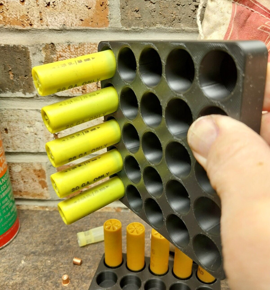 20 Gauge Shot Shell Reloading Tray/Block 25 Shells Black