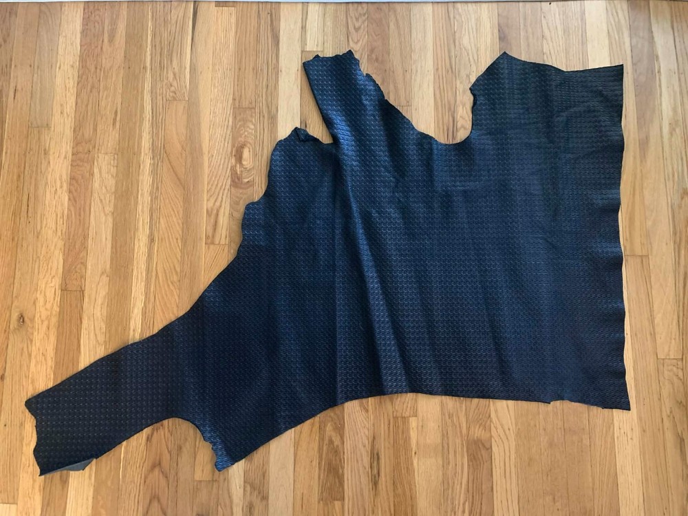 Black Basketweave Braid - Cow Hide Leather Hide 8 Square Feet