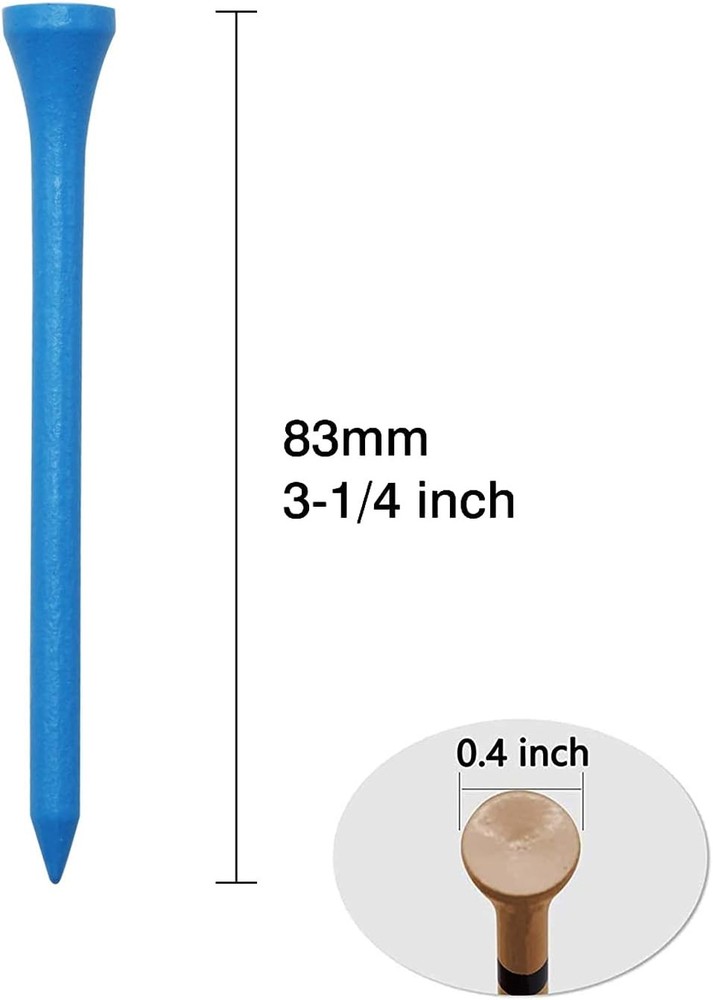 Golf Tees Durable Bamboo 100Pcs 3-1/4" Friendly Blue