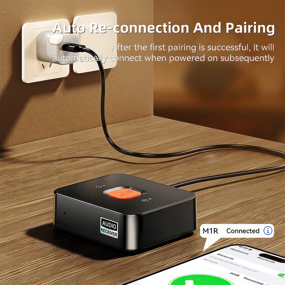 Bluetooth 6.0 Receiver Wireless Audio Adapter with Low Latency, for Speakers