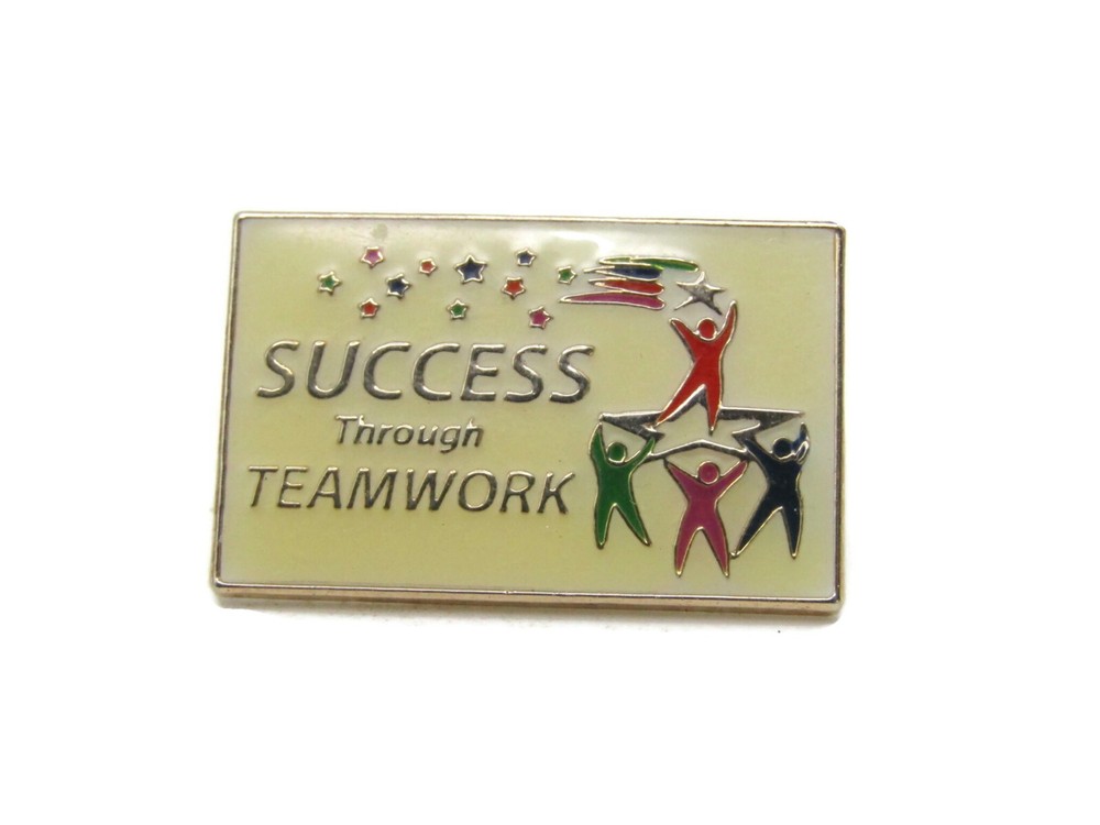 Success Through Teamwork Pin White & Gold Tone