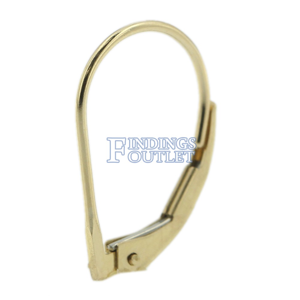 14k Yellow Gold Leverback Earring Mounting Dangling Setting Standard Plain Style