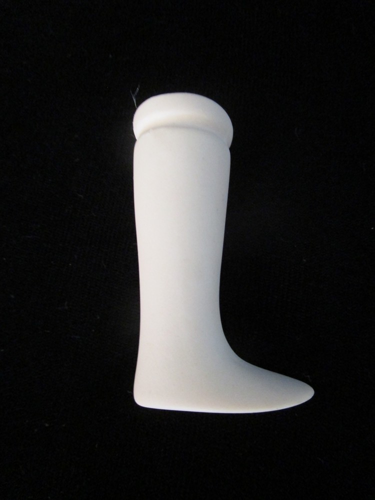 Ceramic BISQUE DOLL LEG calf & foot 2.25”