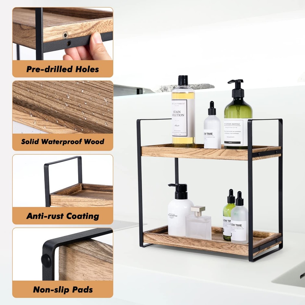 Giftacity Bathroom Counter Organizer and Storage - Kitchen 2-Tier, Brown