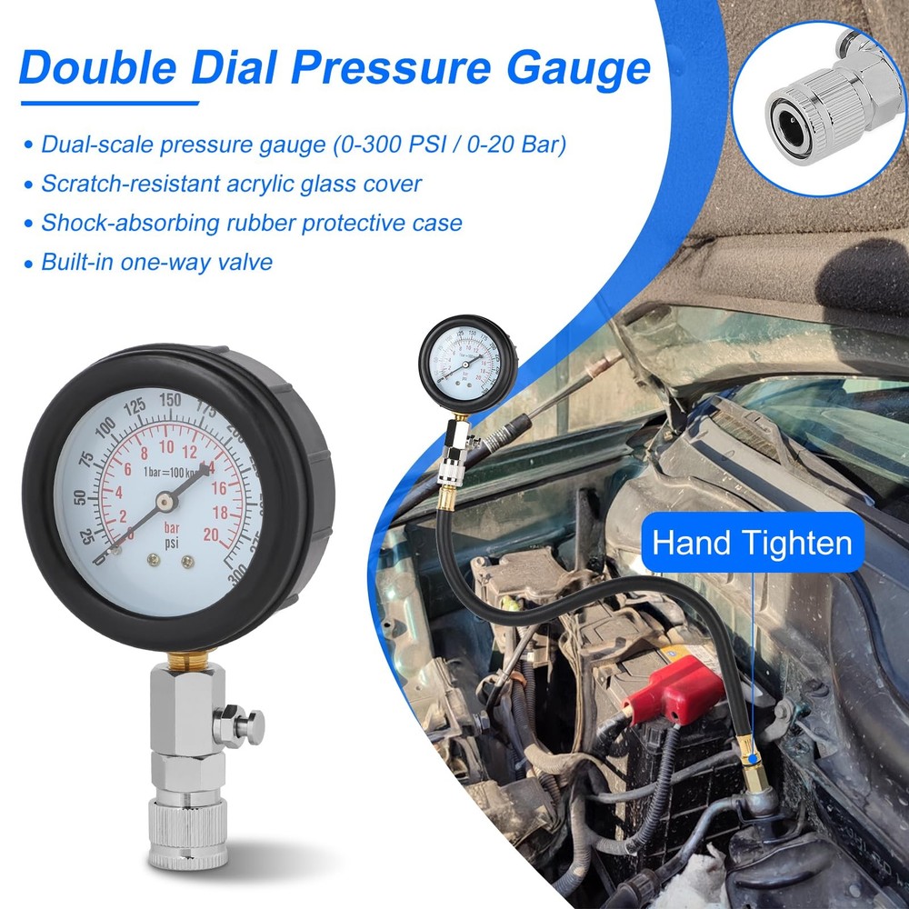 11 Pack Compression Tester Compression Tester for Gasoline Engine 0300 PSI / 02...
