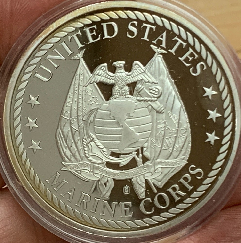 Marine Courage Coin Copper Silver Plated Proof By American Mint E976