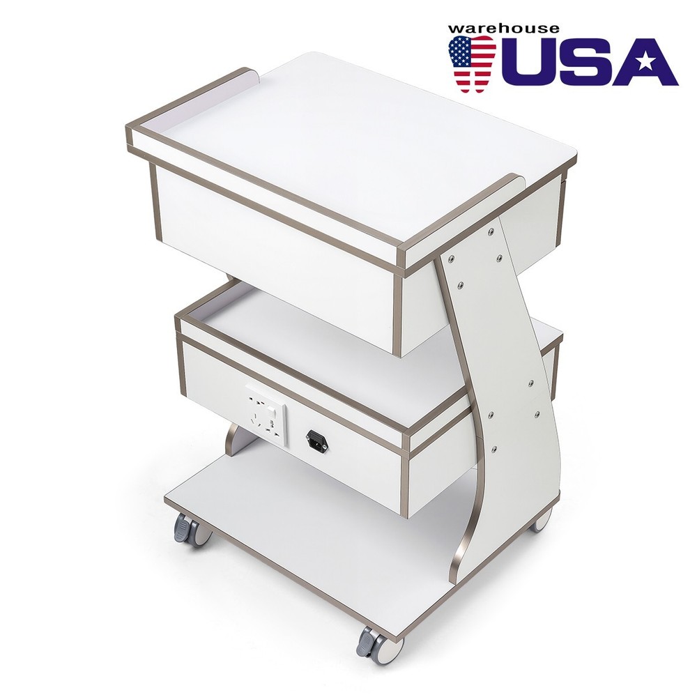 Dental Storage Cabinet Double-Drawer 3 Layer-Tier Cart Tools Socket High-Gloss