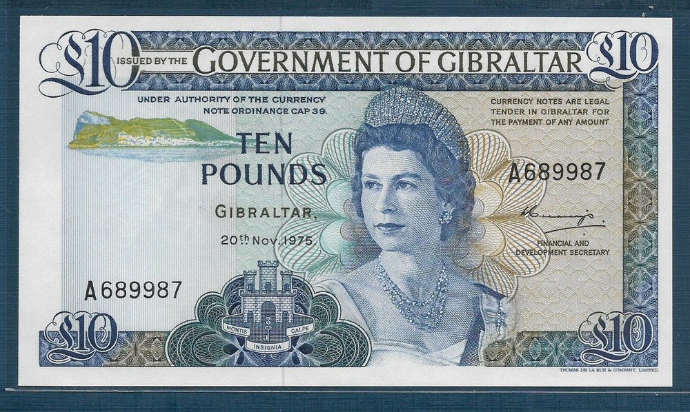 Gibraltar 10 Pounds, 1975, P 22a, UNC