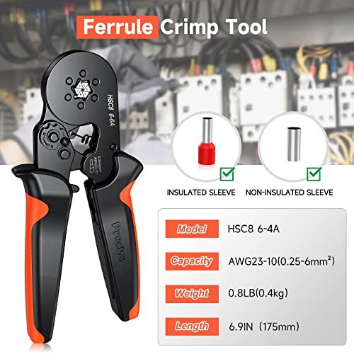 Ferrule Crimping Tool Hexagonal Sawtooth Selfadjustable Ratchet Wire Terminals C
