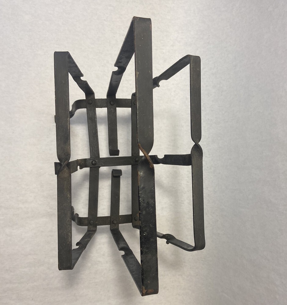 Vintage Rustic Black Wrought Iron Magazine Rack