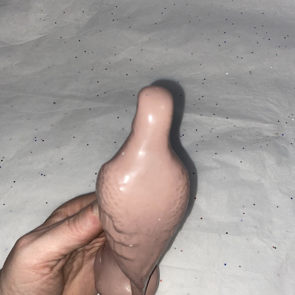 Vintage 6” Pink Ceramic Parrot on Tree Stump
