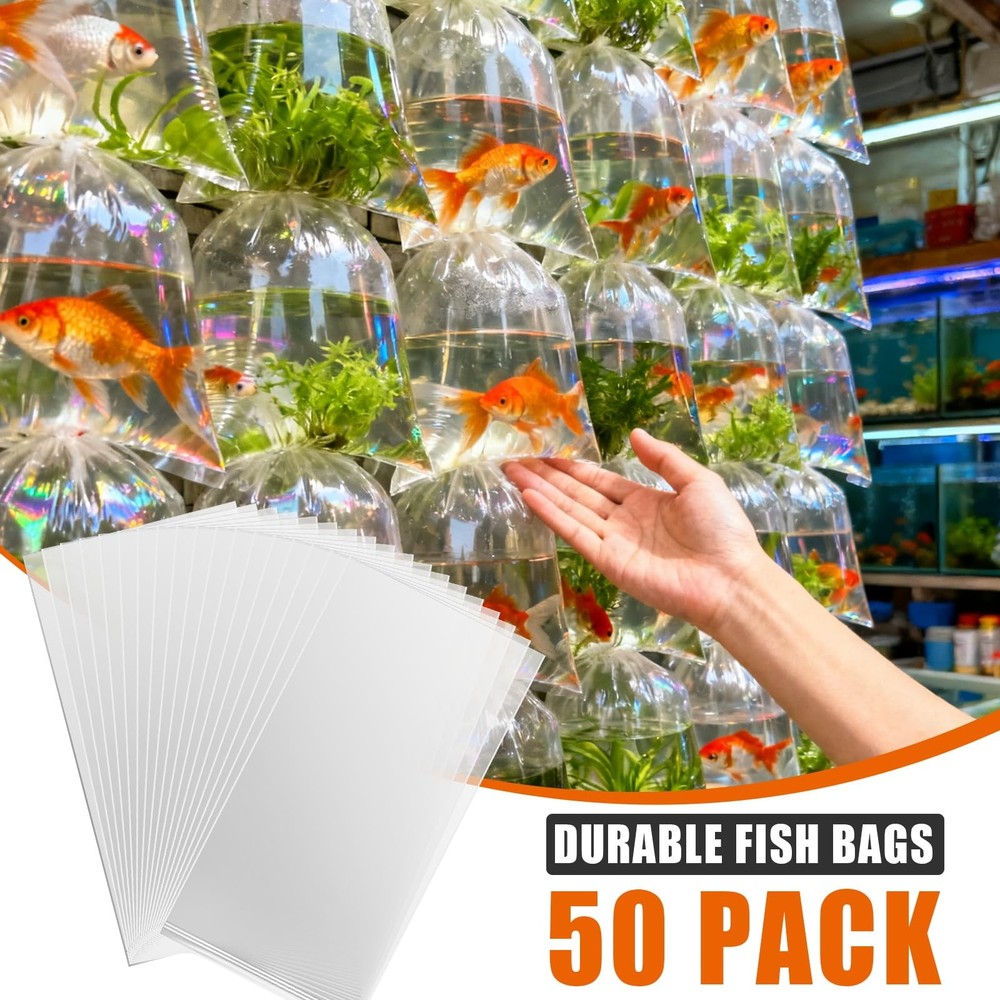 Aquarium Fish Bags, Leak Proof Poly 3 Mil Extra Small-Medium, Clear