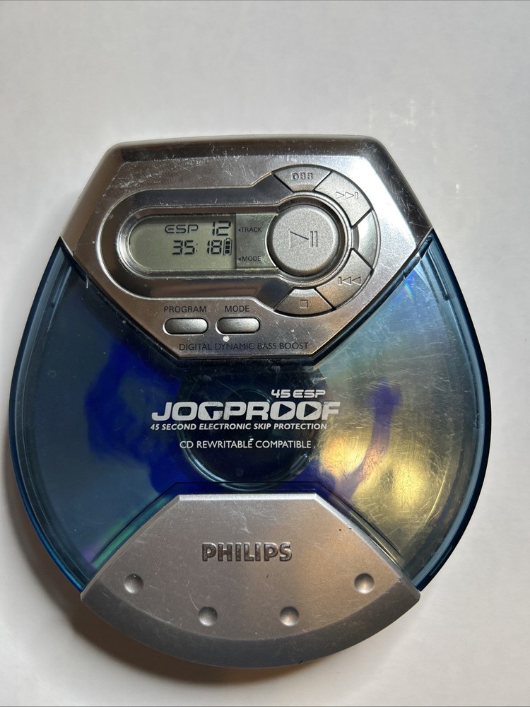 Philips Jogproof Portable CD Player 45 ESP Silver Blue AX5111/17 Tested Working