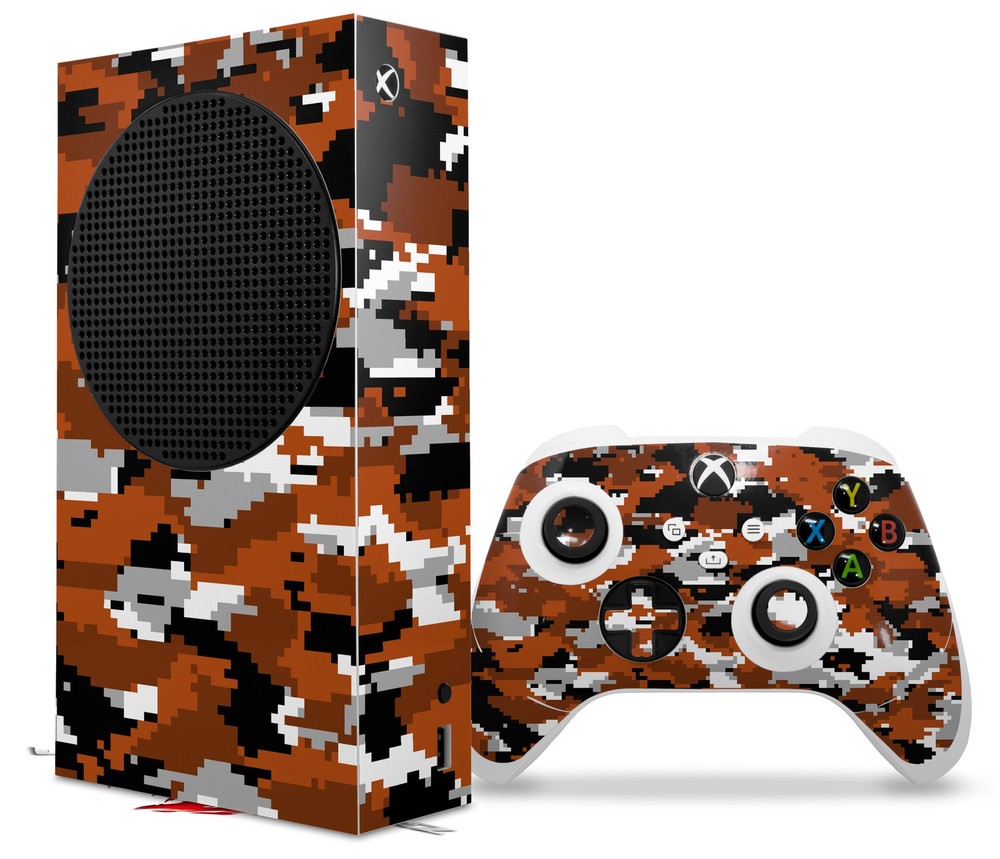 Skin Wrap for XBOX Series S Console Controller Digital Camo Burnt Orange