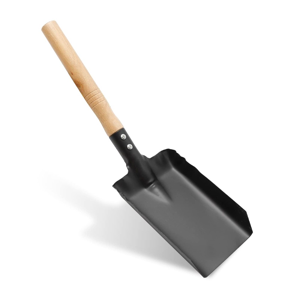 DUZFOREI Fireplace Ash Shovel Tool Scoop Dust Pan Coal Hand Small, black