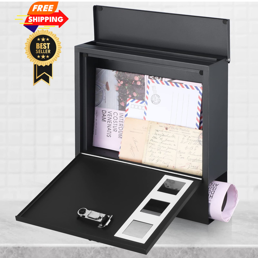 xydled Mailbox with Combination Lock,Large Capacity Black-combination Lock