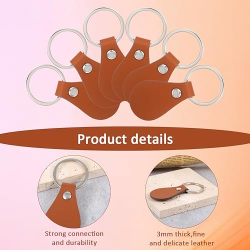 50 Pcs Leather Key Fob Kit, Rectangular Leather Keychain Blanks with Keyrings