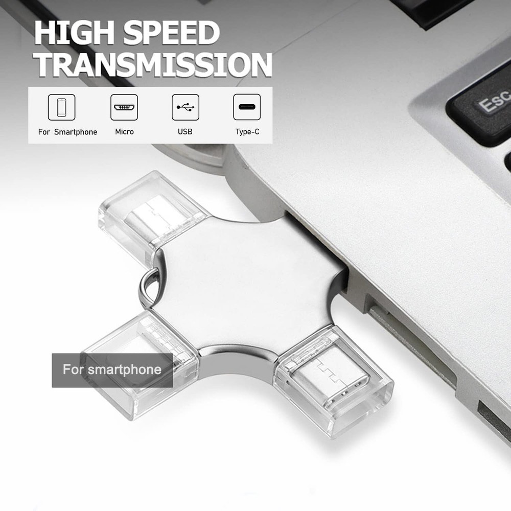 2T4in1 USB 3.0 Flash Drive Memory Photo Storage Stick Disk For Samsung iPhone PC