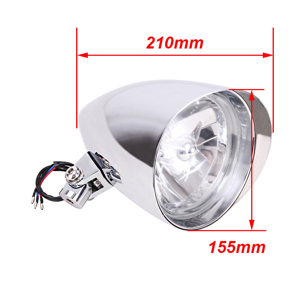 5.75" Motorcycle Visor Bullet Headlight For Harley Softail Chopper Bobber CHROME