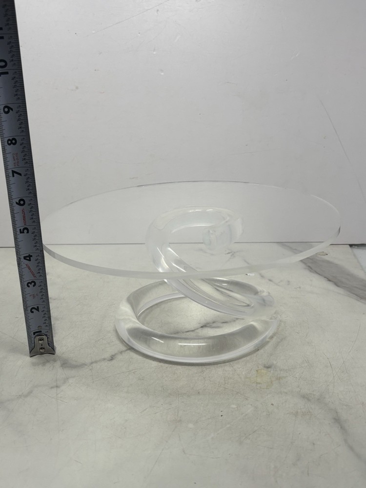 Mid Century Modern LUCITE Spiral Cake Stand Plate 11"