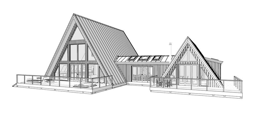 80'x60' Double A-Frame 4 Bed, 3 Bath Architectural Build Plans PDF Download