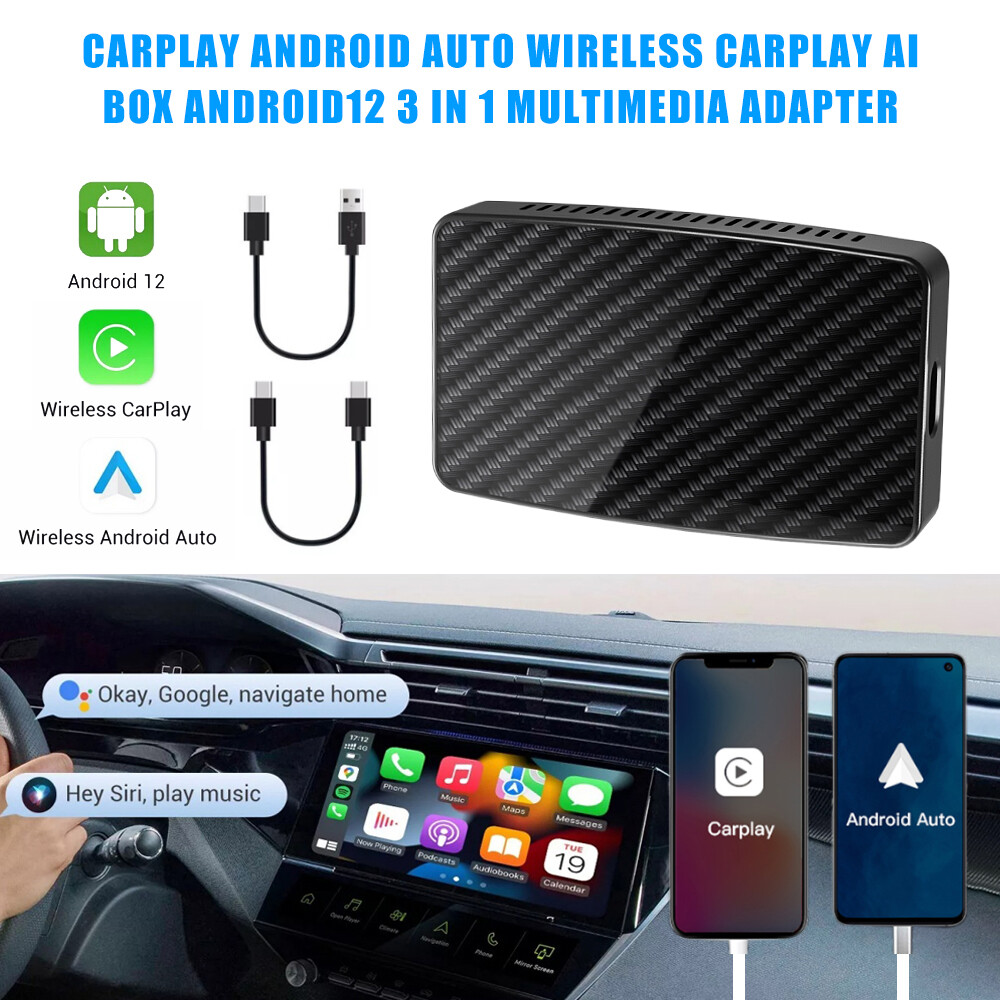 2 + 16G AI Box: Wireless CarPlay & Android Auto, Supports YouTube & Netflix Mult