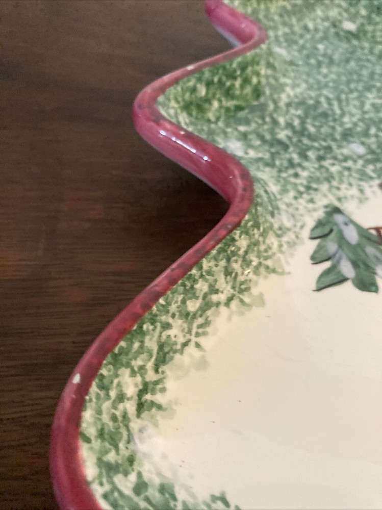 Tree Shaped Serving Dish Cabin Jay Import Christmas 12”x10” (at Widest Point)