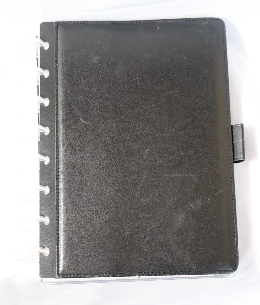 Leather Junior Circa Notebook Master Agenda Weekly Disc Black Leather Never Used