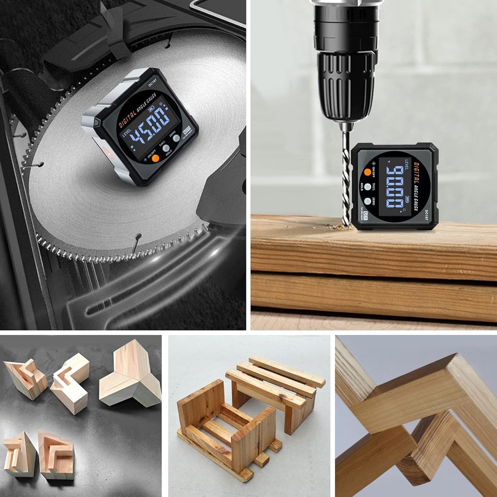 4-Sided Magnetic Digital Angle Finder with Backlight - Ultimate Carpentry Tool