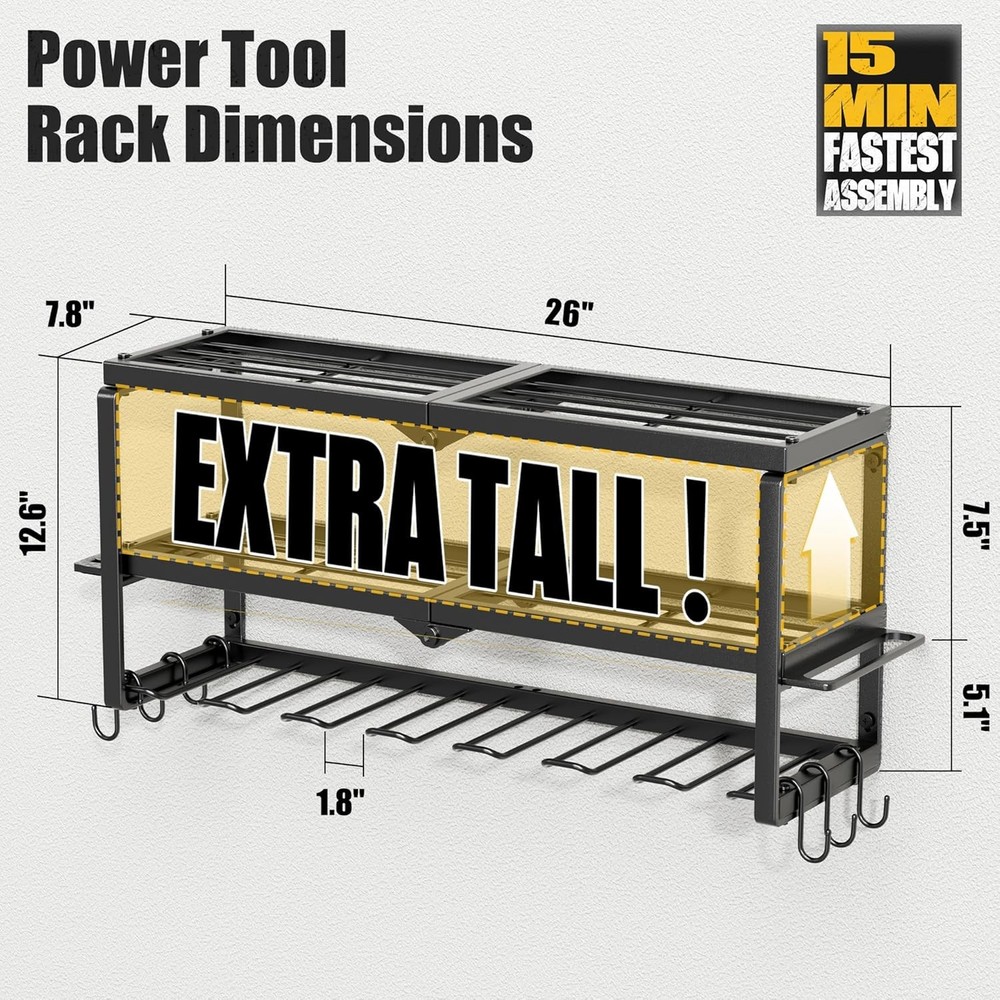 Power Tool Organizer 7 Drill Holder Tool Organizer Storage & Organization Garage