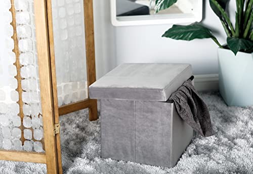 Polyester Square Storage Stool, 17" x 15" x 15", Gray