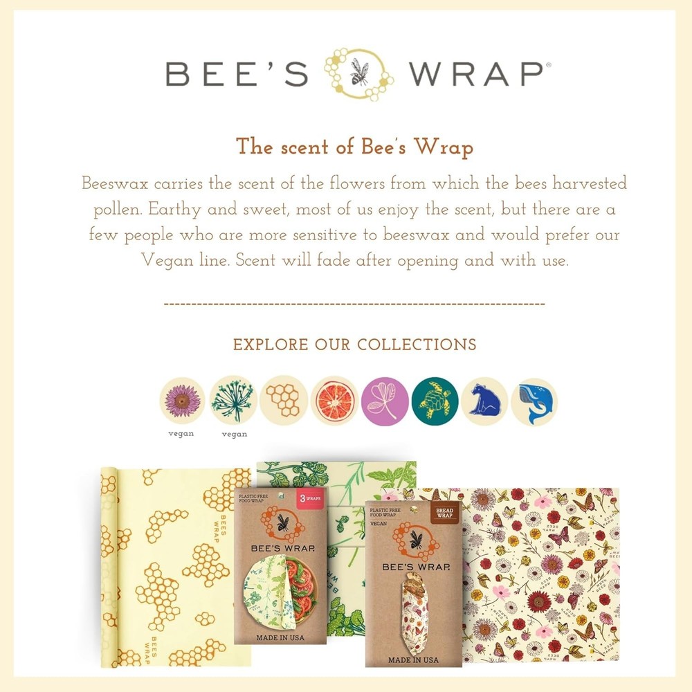 Reusable Beeswax Wraps Set - Small, Medium & Large for Eco-Friendly Food Storage