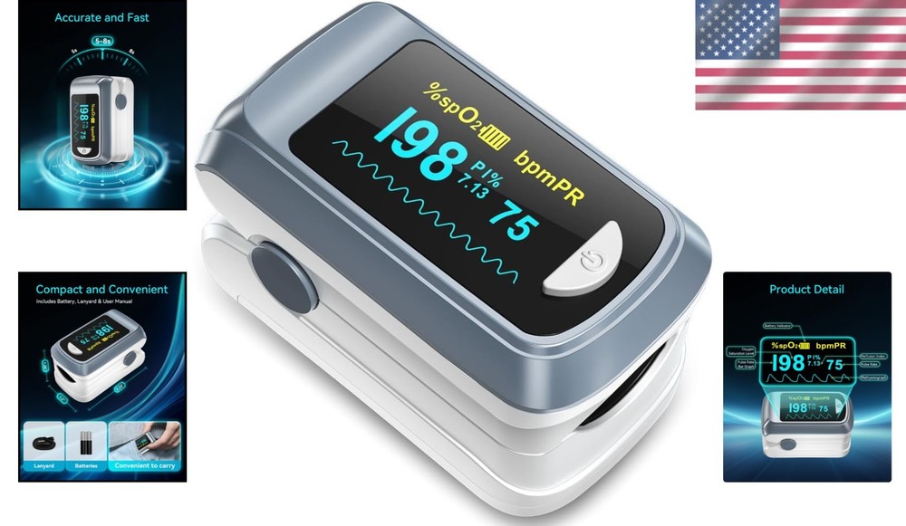 Compact & Accurate Pulse Oximeter - Easy One-Button Operation, Includes Battery