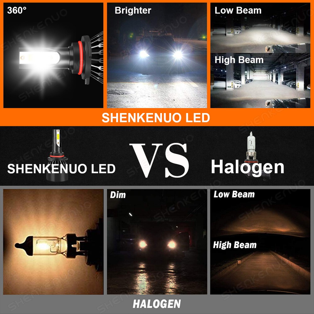 For Jeep Cherokee 2014-2015 LED Headlight & Fog Light Bulbs Combo Clear White