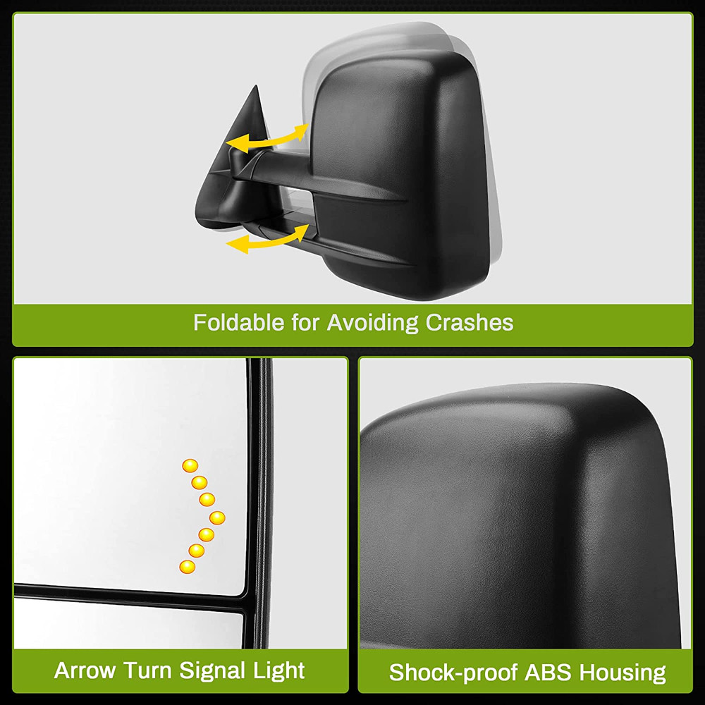 Power Heated Driver & Passenger Side Replacement Towing Mirror, 2007-2014 Chevy