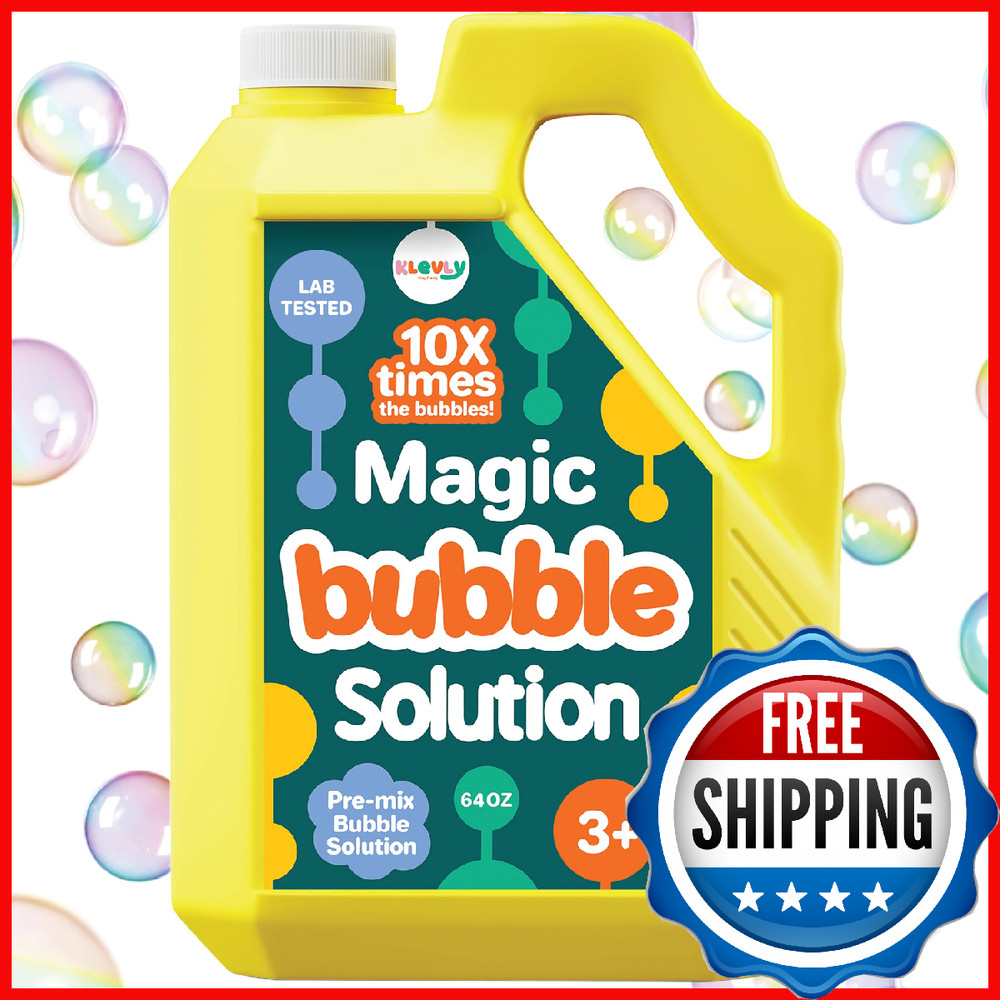 64 oz Iridescent Bubble Solution Refill | Non-Toxic Pre-Mix Bubble Refill Soluti