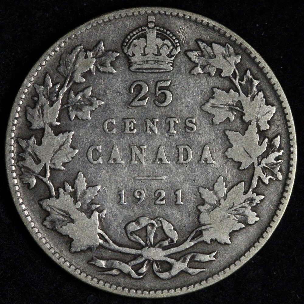 1921 Canada SILVER Twenty Five Cents E353 KIRCN