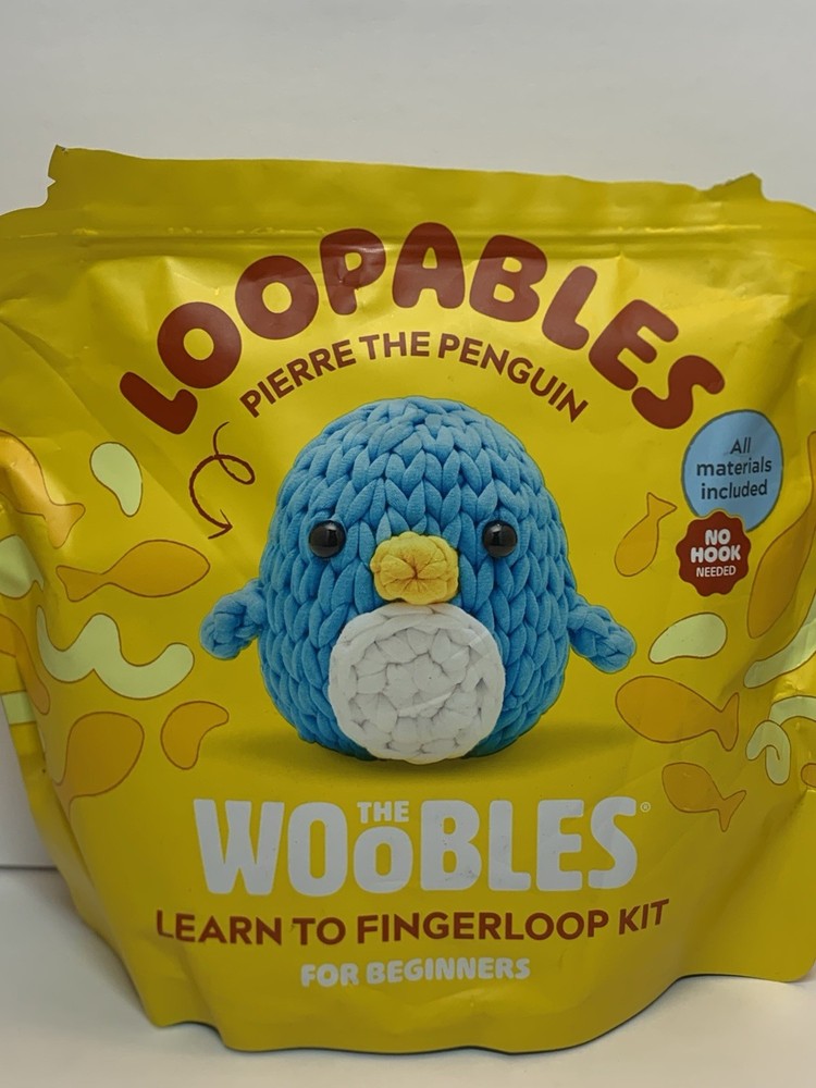 Woobles Loopables Pierre the Penguin Finger Loop Kit, No Hook Needed ~ NEW, Open