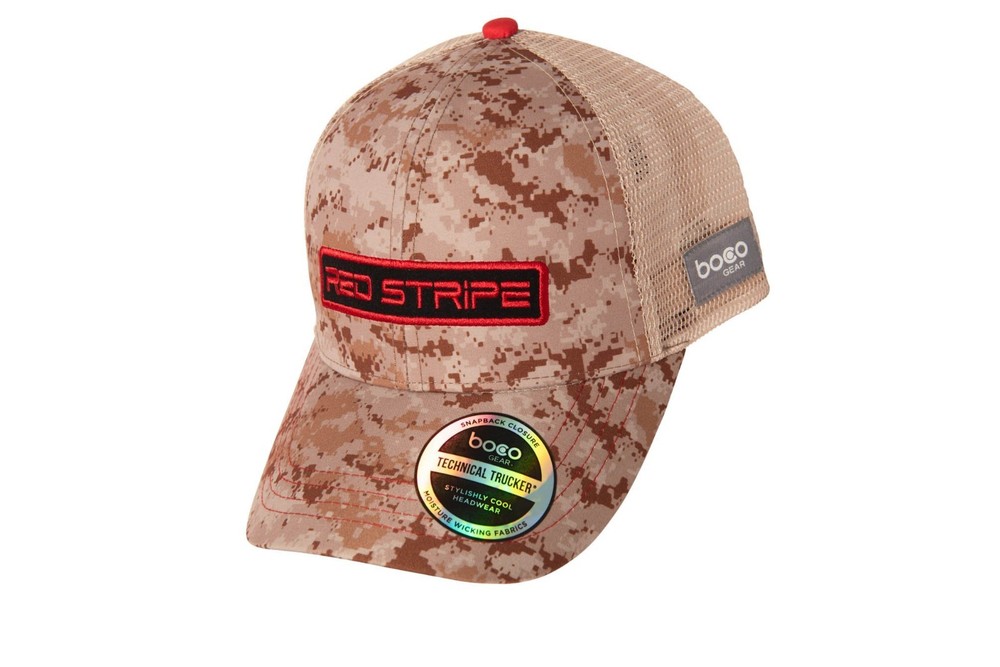 🔥 BOCO Gear Red Stripe Technical Trucker Cap – Built for Runners & Active Life
