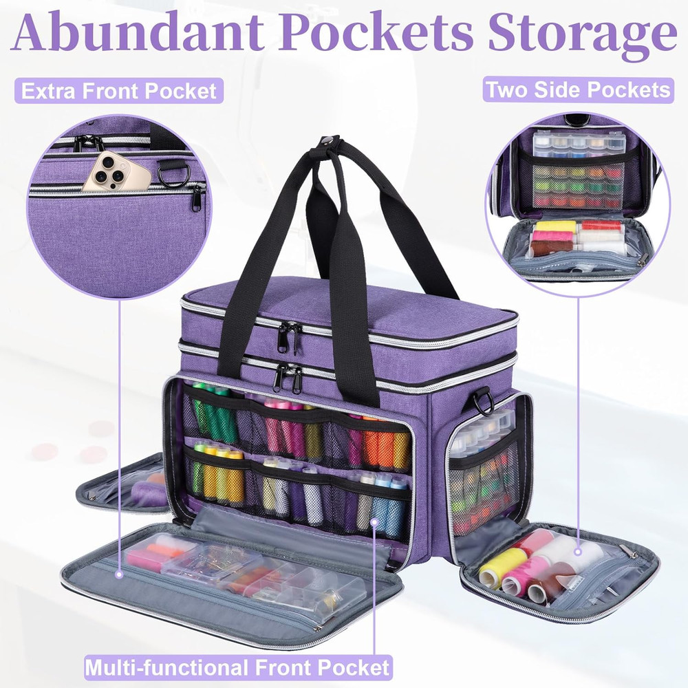 Large Sewing Supplies Organizer, Double Layer Sewing Storage Organizer with Two