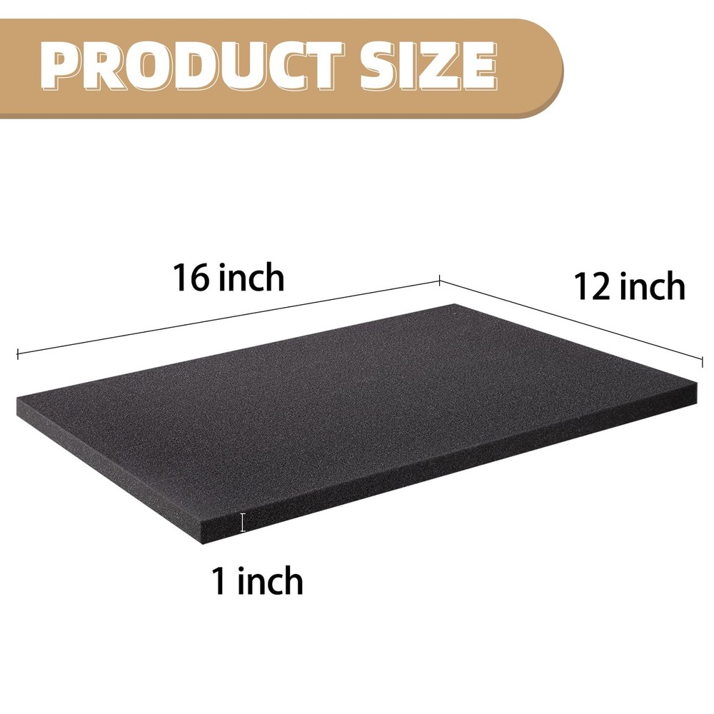 4 PCS Black Packing Foam Sheets Cuttable Polyurethane Cushioning Pads Box
