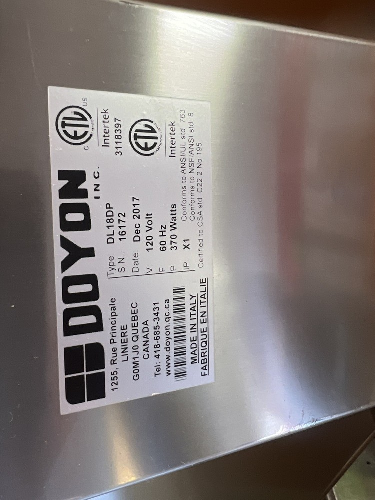 Doyon DL18DP Countertop Double Pass Dough Sheeter, 18" Diagonal Two Rollers 2017