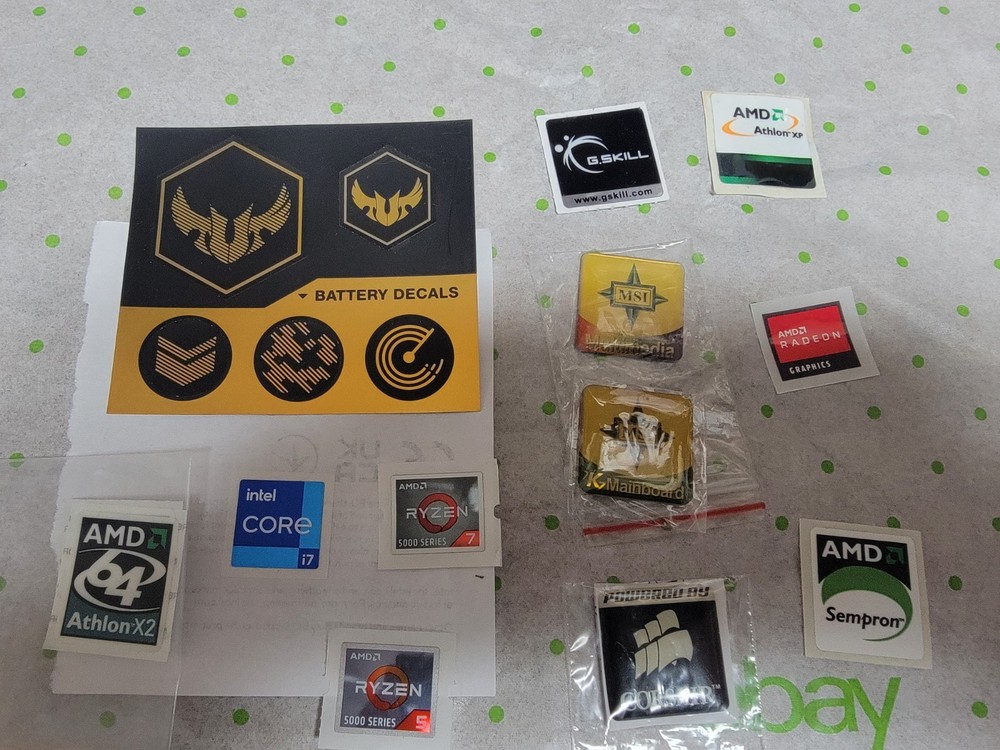 12 ASSORTED COMPUTER / CPU DECAL LOGOS (SEE PICTURE)