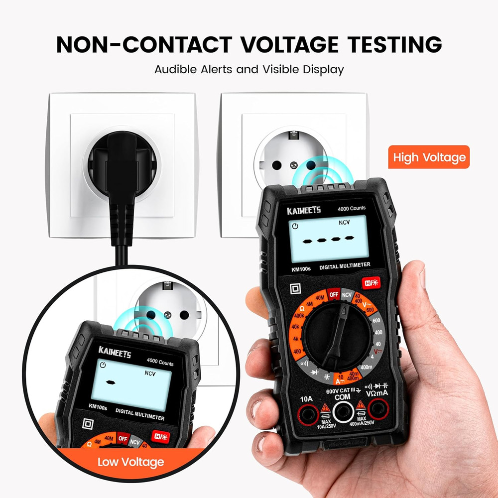 Digital Multimeter 4000 Counts, Voltage Tester with Accurate Ohm Volt Amp Readin