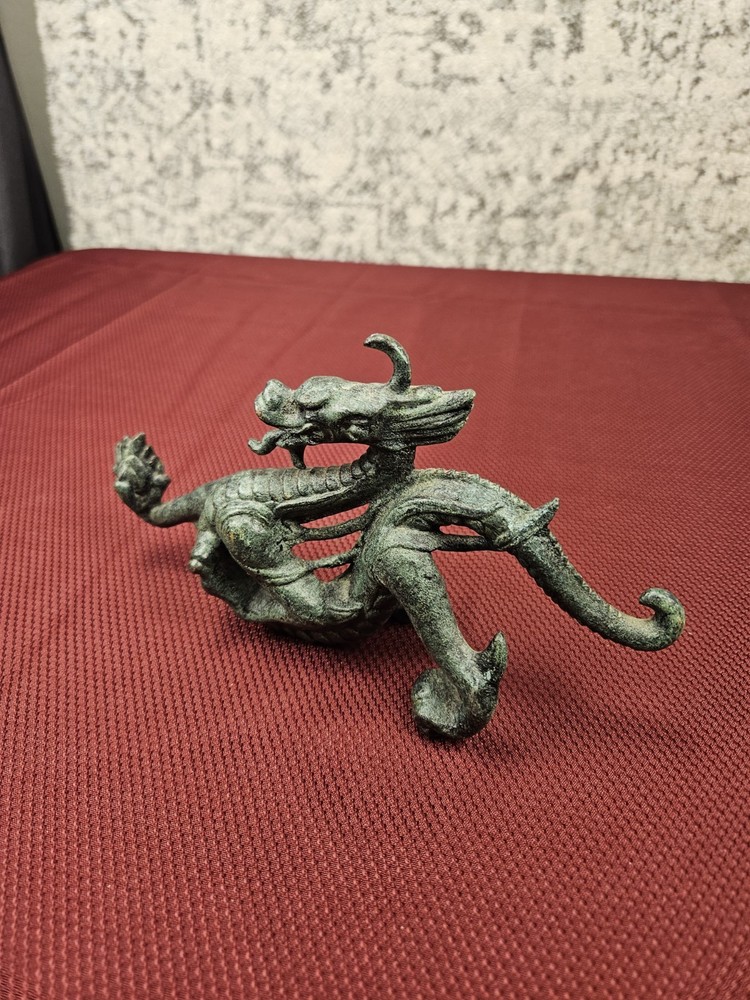 Vtg Bronze Dragon 9x5"